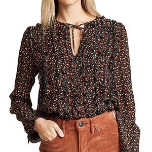 APC Lillian Cherry Blouse Silk Ruffle